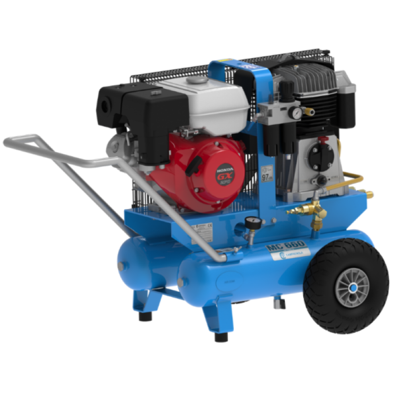 Een verrijdbare benzinecompressor met Honda motor kopen?